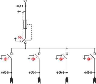 Schemat elektryczny rozdzielnicy TPM -  Konfiguracja TLLLL