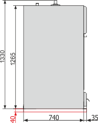 Widok z boku i gabaryty rozdzielnic TPM układ C Kompakt