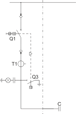 Strukturální schéma rozdzielnicy RXD - Zestaw do kompensacji mocy biernej – z baterią kondensatorów do 700 kvar; 6,6 kV