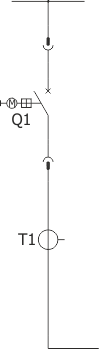 Strukturální schéma rozdzielnicy RXD 36 - Pole spojky – skříň s vypínačem