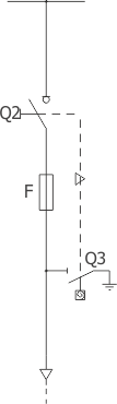 Strukturální schéma rozdzielnicy RELF ex - Přívodní pole s odpínačem
