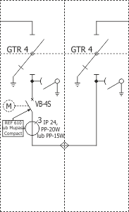 Elektrické schéma rozdzielnicy Rotoblok - Pole typu RWS