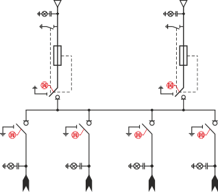 Elektrické schéma rozdzielnicy TPM -  Konfigurace LTLLTL