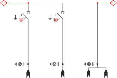 Elektrické schéma rozdzielnicy TPM -  Konfigurace LL2Z