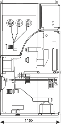 Cross-section RXD - Feeder bay with circuit breaker, 12 kV