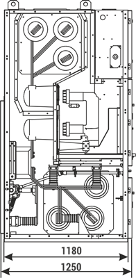 Cabinet cross-section RELF - Bus coupler bay with circuit breaker