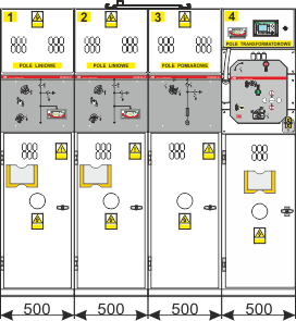 Examples of the switchgear Rotoblok VCB - Front view