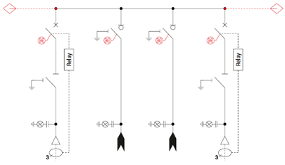WLLW configuration (2 circuit breaker feeders, 2 line feeders)