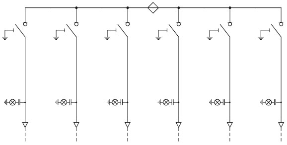 TPM Air switchgear wiring diagram - Side connection of LLL+ switchgears (p)+LLL+ (l)