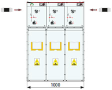 Front view of the TPM Air switchgear - LLL+ system (l, p)