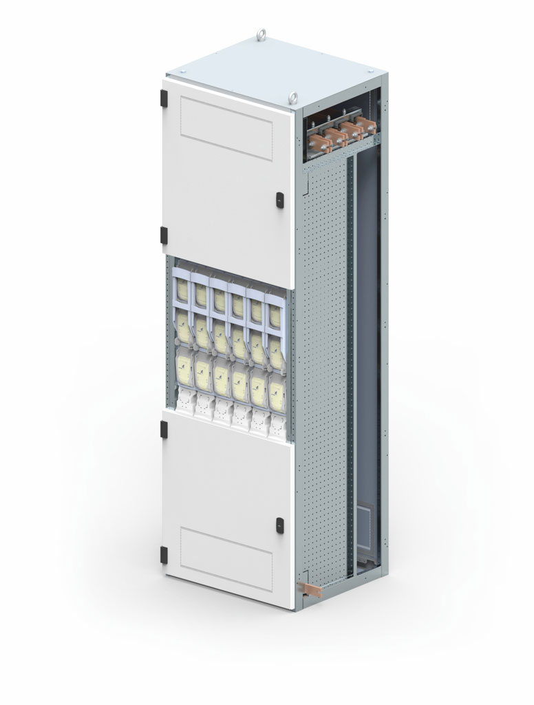 Bay with vertical fuse switch disconnectors