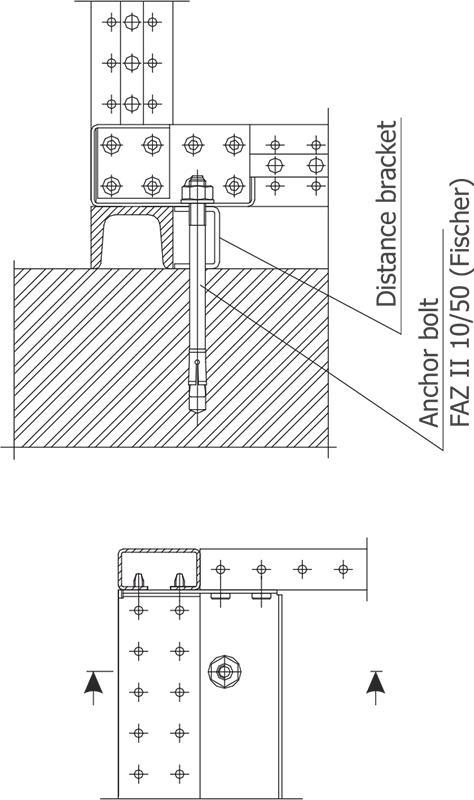 Fig. Switchgear placement with a load-bearing frame on the floor