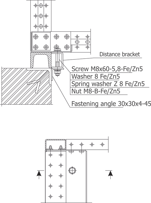 Fig. Switchgear placement with a load-bearing frame on a duct